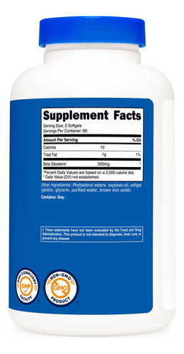Suplemento Nutricost Beta Sitosterol 500 Mg 120 Cápsulas Gel - Imagem 6