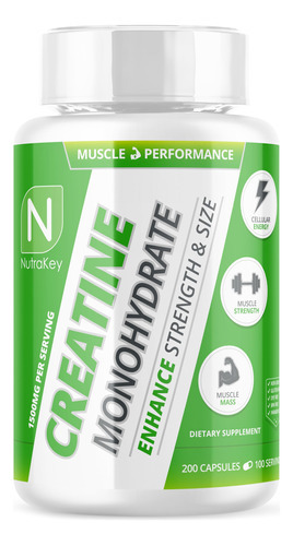 Suplemento Nutrakey Cápsulas De Creatina Monohidratada 750mg