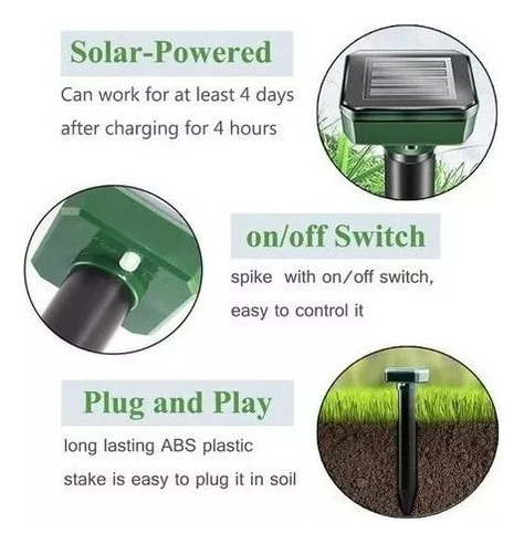 4 Peças De Repelente Solar Ultrassônico Anti-rato Cobra - Imagem 10