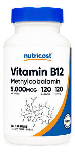 Suplemento Nutricost Vitamina B12 5000mcg 120 Cápsulas