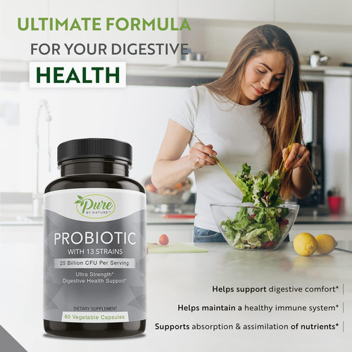 Probióticos Estáveis ??de Prateleira Pure By Nature Para Hom - Imagem 4
