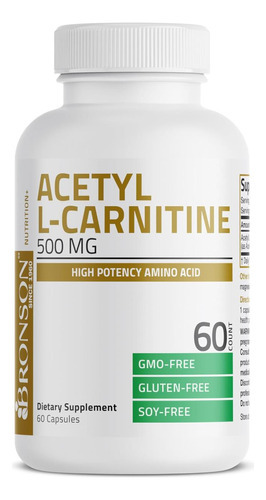 Bronson Acetil L-carnitina 500 Mg De Alta Potência Aminoácid