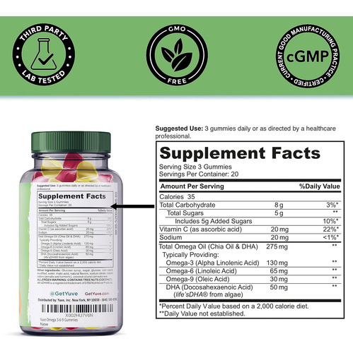 Yuve Vegan Omega 3-6-9 E Gomas Dha - Delicioso Para Crianças - Imagem 4