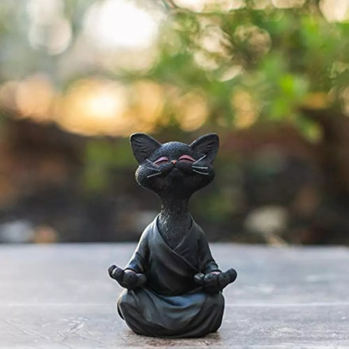 Estátua De Gato Meditando Para Ioga, Estatueta De Gato Zen, - Imagem 4
