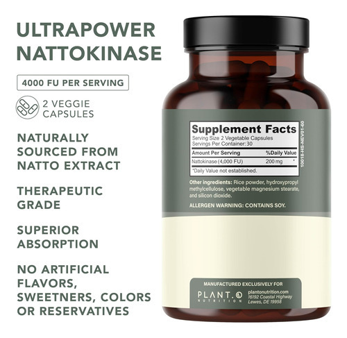 Plant.o Nutrition Suplemento De Nattokinase Com Max Enzyme S - Imagem 2