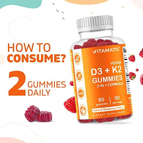 Gomas Vitamínicas De Vitamina D3 K2 - Contagem De 60 - Supor - Imagem 4