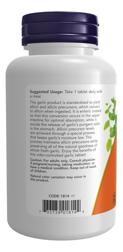 Now Foods Supplements, Alho 5.000 (allium Sativum), Revestim - Imagem 3
