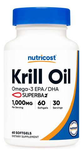 Suplemento De Óleo De Krill Nutricost 1000 Mg 60 Cápsulas Ge