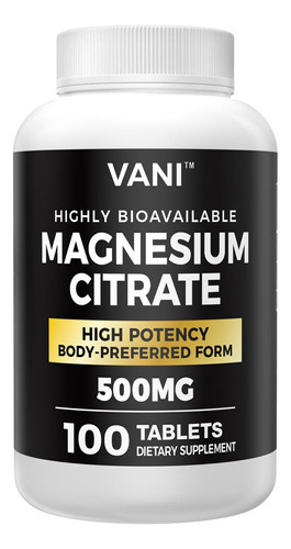 Citrato De Magnésio 500mg 100 Comprimidos- Vegan Seguro, Alt