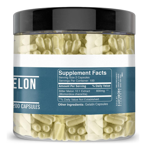 Earthborn Elements Bitter Melon 200 Cápsulas, Puro E Não Dil - Imagem 2