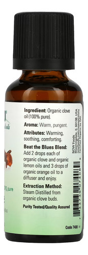 Óleo De Cravo Now Foods 30 Ml Orgânico Importado 4un - Imagem 3