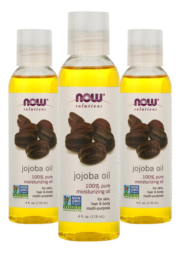 Óleo De Jojoba 118ml Now Foods Hidratante 100% Puro 3un