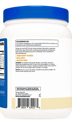 Óleo Mct Em Pó Nutricost C8 454g (sabor De Baunilha) 95% C8 - Imagem 3