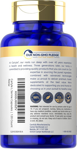 Carlyle L Serina Cápsulas 500 Mg | Contagem 120 | Suplemento - Imagem 2