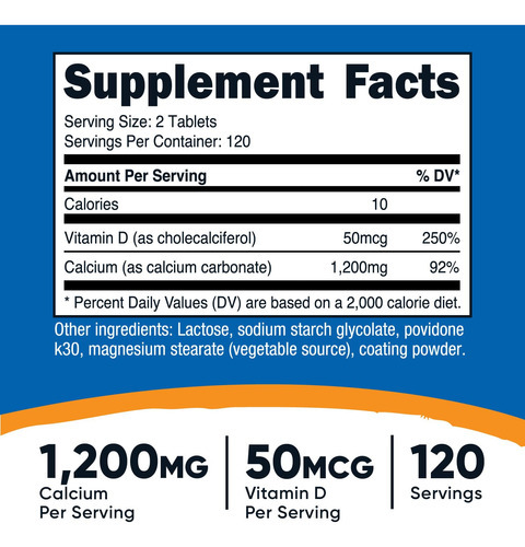 Suplemento De Cálcio Nutricost Com Vitamina D 240 Comprimido - Imagem 3