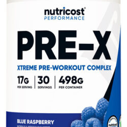 Pó Pré-treino Nutricost Pre-x Xtreme Blue Raspberry 30s