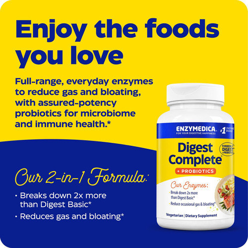 Enzymedica, Digest Complete + Probióticos, Enzimas Digestiva - Imagem 2