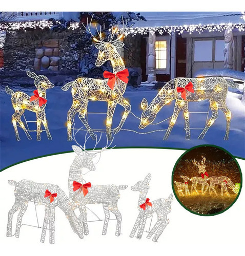 3pcs Flashes De Enfeite De Natal De Jardim Led De Renas - Imagem 9