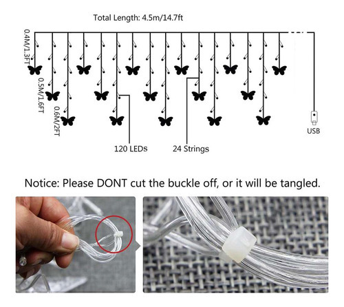 Aplicável A Luzes De Cortina De Borboleta Usb Fairy String - Imagem 2