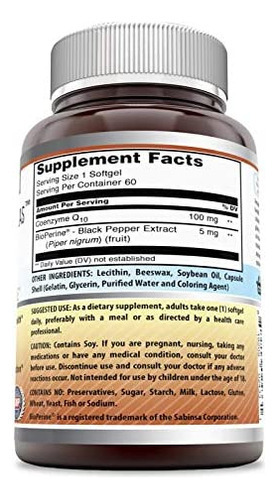 Fórmulas Incríveis Coq10 Com Bioperine-60 Softgels (sem Ogm - Imagem 3