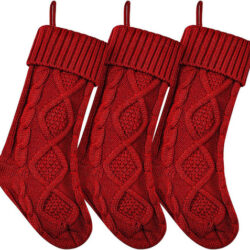3 Pcs Meias De Natal Grandes Meias De Natal De Malha