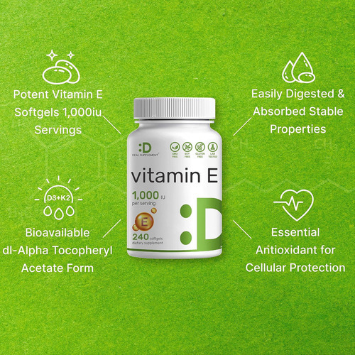 Suplemento Deal Suplementos De Vitamina E, 1.000 Ui Por Porç - Imagem 4