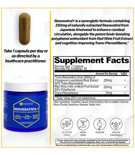Natural Stacks Suplemento Antioxidante De Resveratrol - Tran - Imagem 2