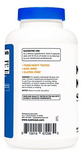 Suplemento Nutricost Malato De Magnésio 420mg 180 Cápsulas - Imagem 3
