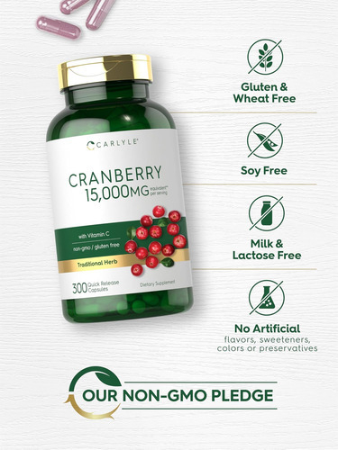 Comprimidos De Cranberry Carlyle Mg | 300 Cápsulas | Com Vit - Imagem 5