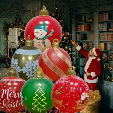 Decoração Exterior De Bola De Natal Inflável Grande 6 Peç - Imagem 9