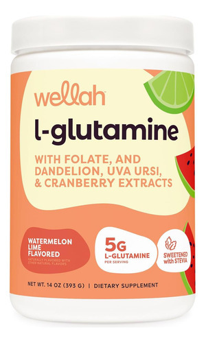 Wellah L-glutamina Em Pó De Melancia Limão (50 Porções)-5g L