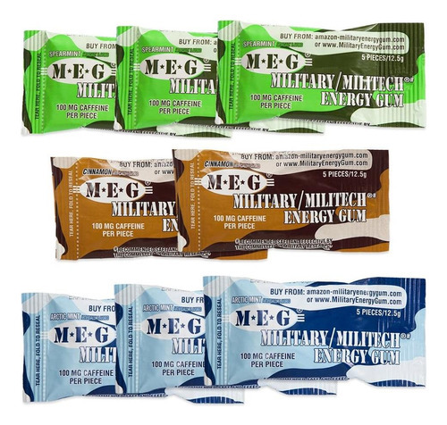 Meg - Goma De Energia Militar | 100mg De Cafeína Por Peça +