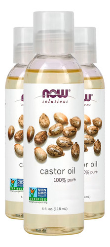 Óleo De Castor 118ml Now Foods Óleo De Rícino Importado 3un