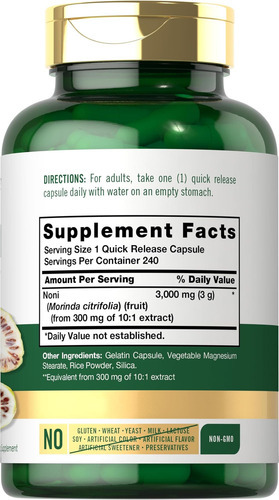 Cápsulas De Frutas Carlyle Noni 3000mg | Contagem 240 | Não - Imagem 2