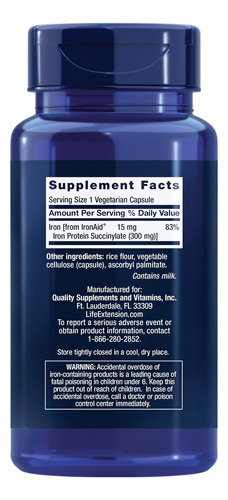 Life Extension Iron Protein Plus, Succinilato De Proteína De - Imagem 2
