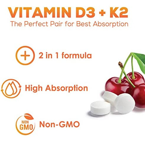Suplemento De Vitamina D3 + K2, Fórmula 2 Em 1 Com Mk-7 - P - Imagem 4