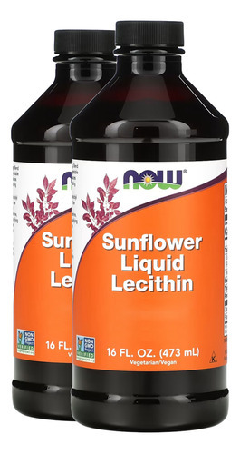 Lecitina De Girassol Now Foods 473 Ml Puro Importado 2un