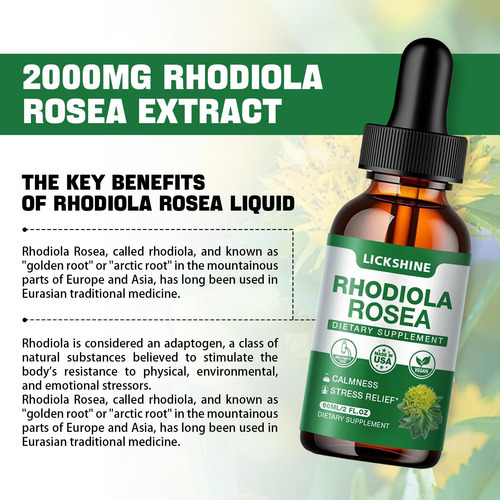 Lickshine 1 Pack 2000mg Rhodiola Rosea Tintura - Gotas De Lí - Imagem 2