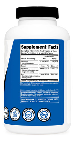 Suplemento Nutricost Zma 180 Cápsulas Sem Glúten Transgênico - Imagem 5