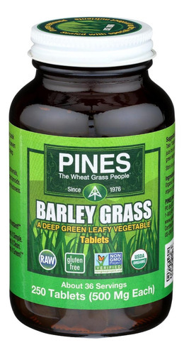 Grama De Cevada Orgânica Pines, 500 Mg, Comprimidos De 250 C
