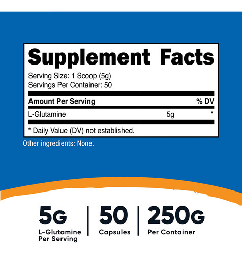 Suplemento Nutricost L-glutamina Em Pó 250g Vegano - Imagem 3