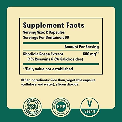 Rhodiola Rosea 600 Mg - 120 Cápsulas Veganas - Suplemento De - Imagem 2