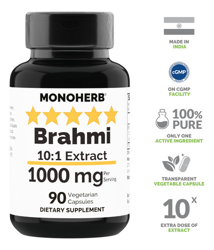 Suplemento De Extrato De Monoerva Brahmi 1000mg 90 Cápsulas - Imagem 3
