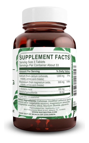 Suplemento Natural Nutra Chelated Cal Mag Mg Plus Betaine Hc - Imagem 2