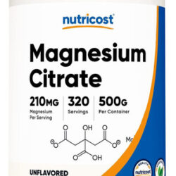 Pó De Citrato De Magnésio Nutricost (sem Sabor, 500 Gramas)