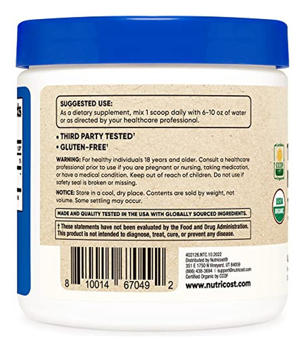 Cogumelo Em Pó Nutricost Organic Lion's Mane 113,4g - Imagem 3