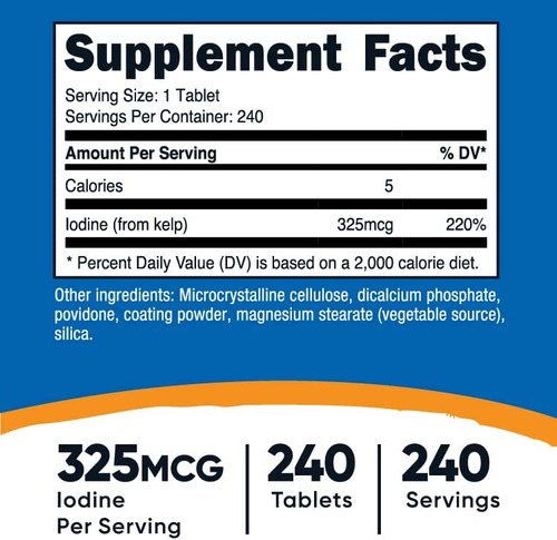 Comprimidos Nutricost Kelp, 325 Mcg De Iodo, 240 Comprimido - Imagem 2