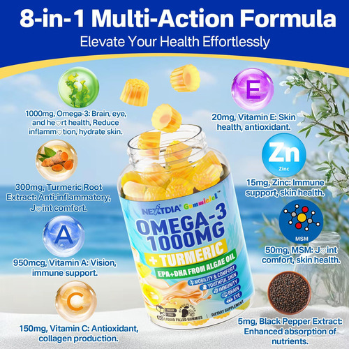 Gomas Veganas De Ômega-3 1000 Mg + Cúrcuma - Alternativa De - Imagem 7
