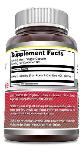 Suplemento De Acetil L-carnitina Hcl Da Amazing Formulas ... - Imagem 2