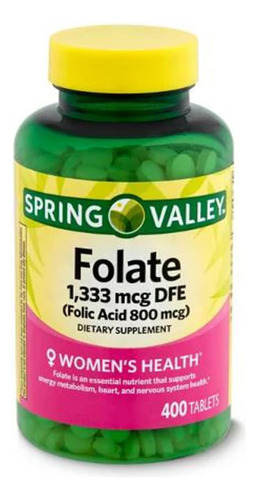 Suplemento Dietético De Folato De Spring Valley, 1.333 Mcg,